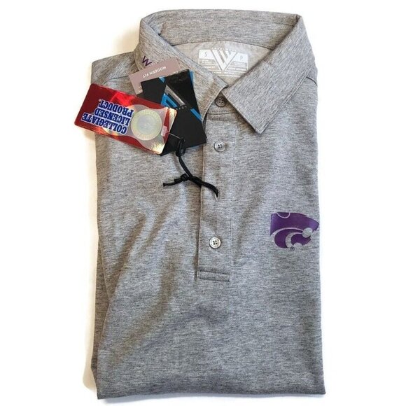 Kansas State Wildcats Reign Wordmark Short Sleeve Polo Mens Small Heather Gray - Picture 6 of 6